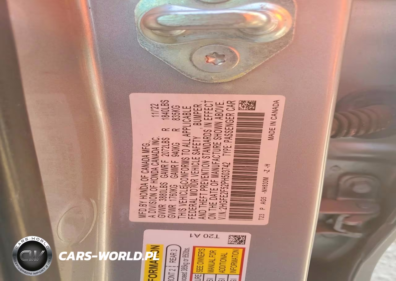 2023 Honda Civic Sport VIN:2HGFE2F52PH503742 - 12