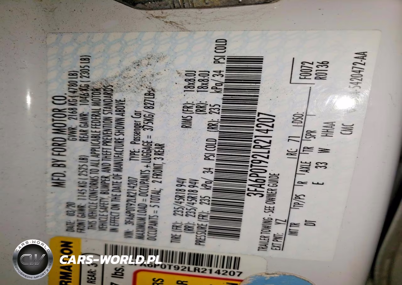 2020 Ford Fusion Se VIN:3FA6P0T92LR214207 - 12