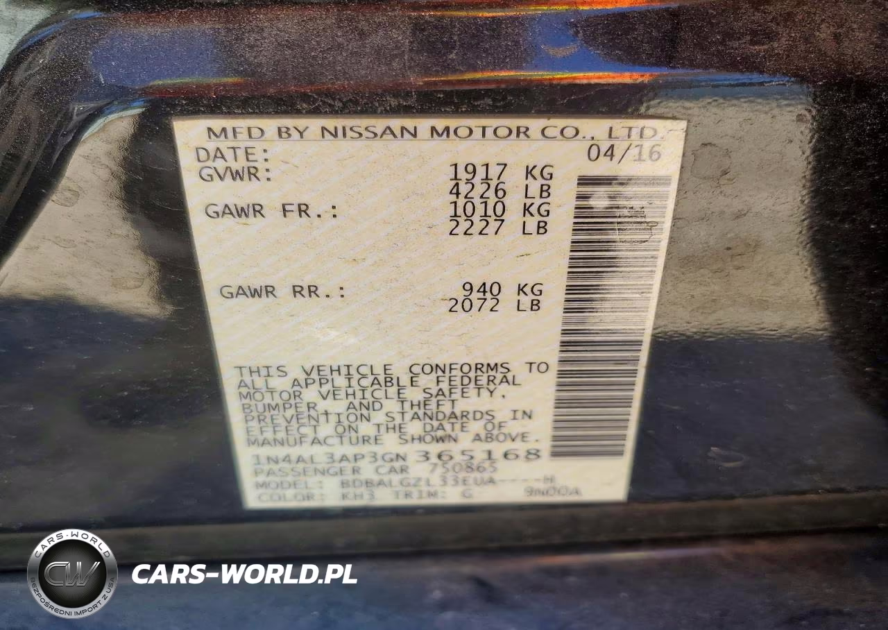 2016 Nissan Altima 2.5 S VIN:1N4AL3AP3GN365168 - 12
