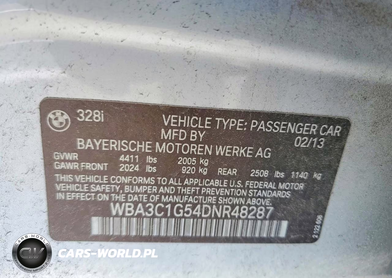 2013 BMW 328 I Sulev VIN:WBA3C1G54DNR48287 - 12