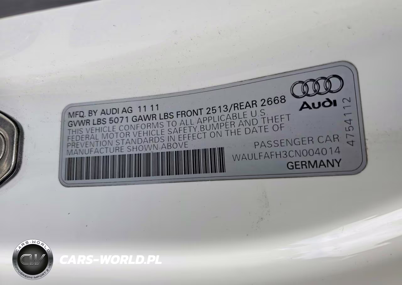 2012 Audi A5 Premium Plus VIN:WAULFAFH3CN004014 - 12
