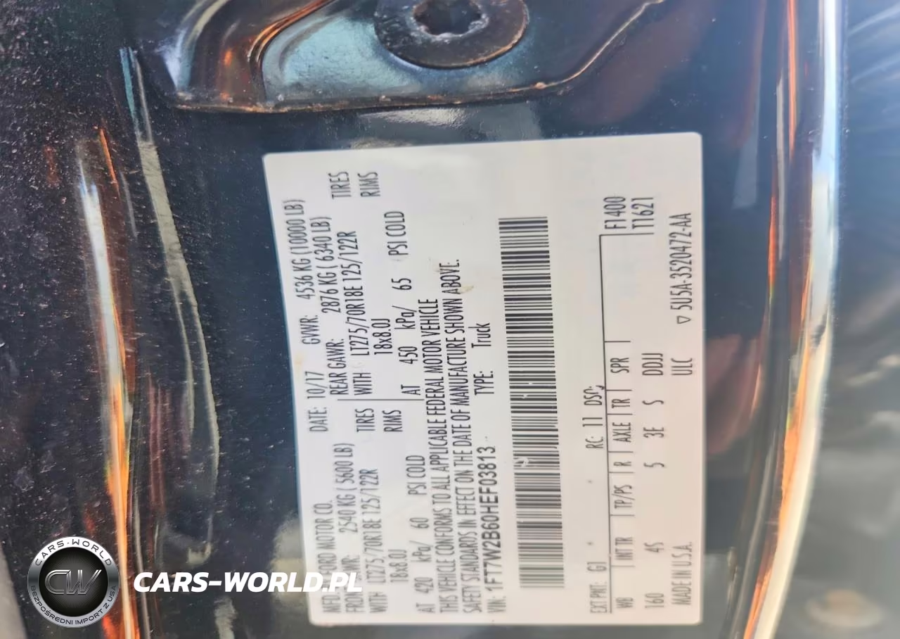2017 Ford F250 Super Duty VIN:1FT7W2B60HEF03813 - 12