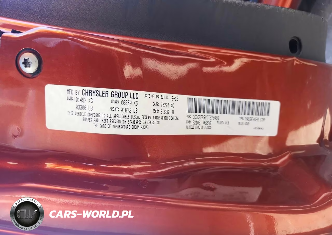2012 Fiat 500 Sport VIN:3C3CFFBR2CT270496 - 12