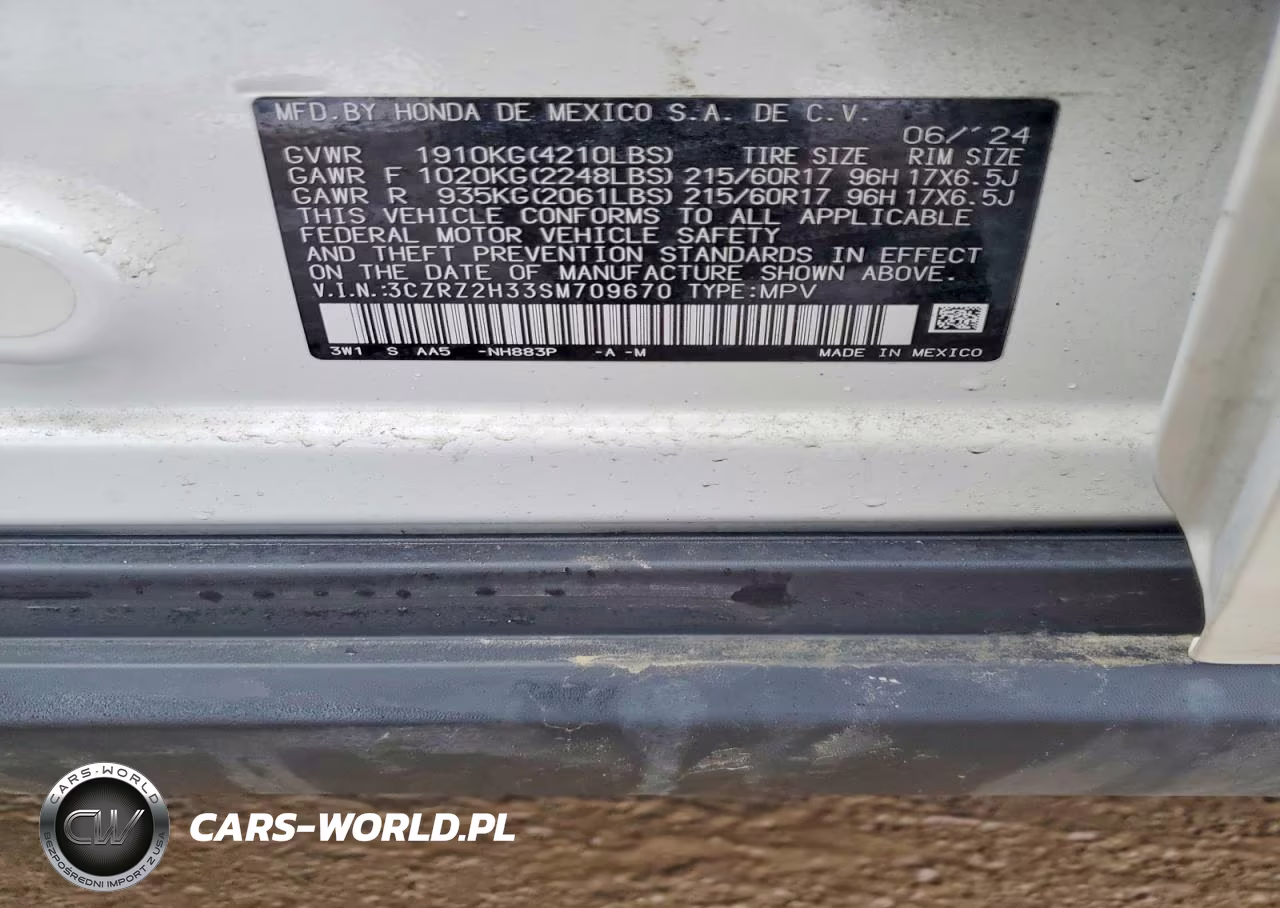 2025 Honda Hr-V Lx VIN:3CZRZ2H33SM709670 - 13