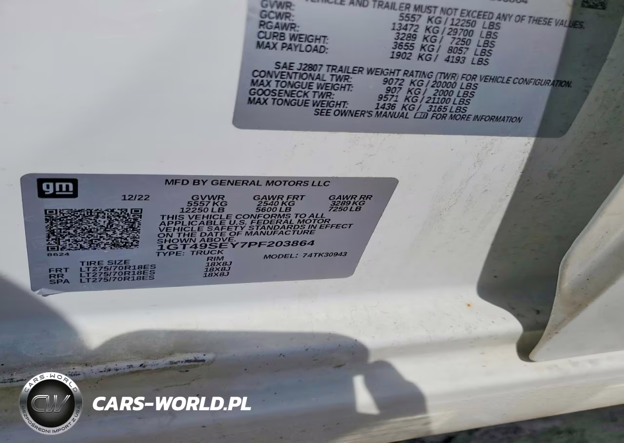 2023 GMC Sierra K3500 VIN:1GT49SEY7PF203864 - 12