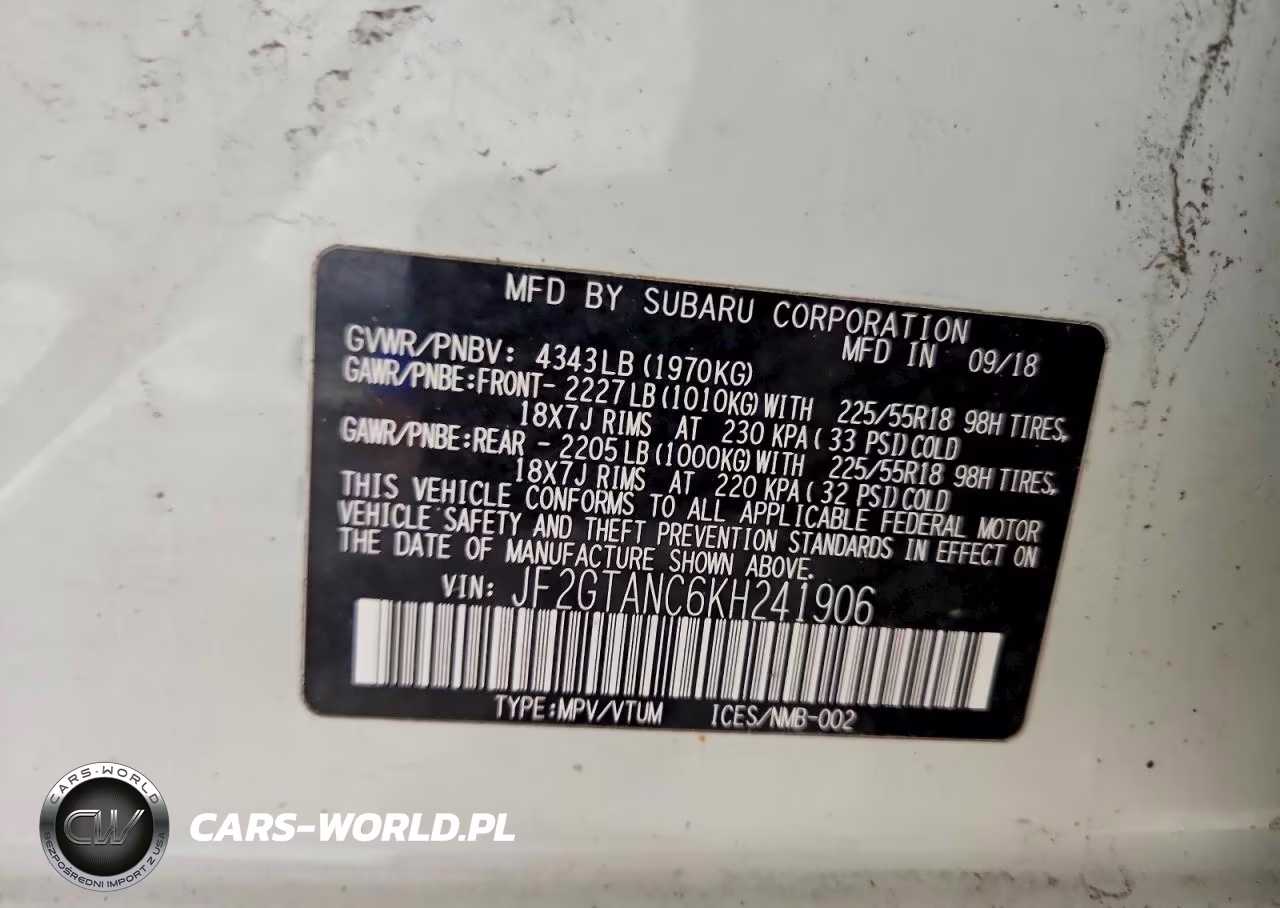 2019 Subaru Crosstrek Limited VIN:JF2GTANC6KH241906 - 12