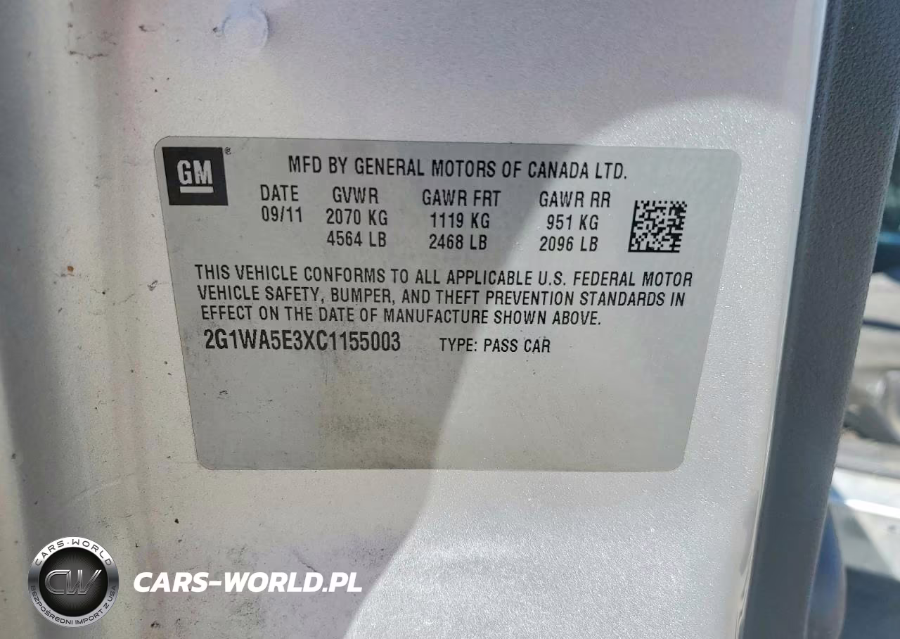 2012 Chevrolet Impala Ls VIN:2G1WA5E3XC1155003 - 12