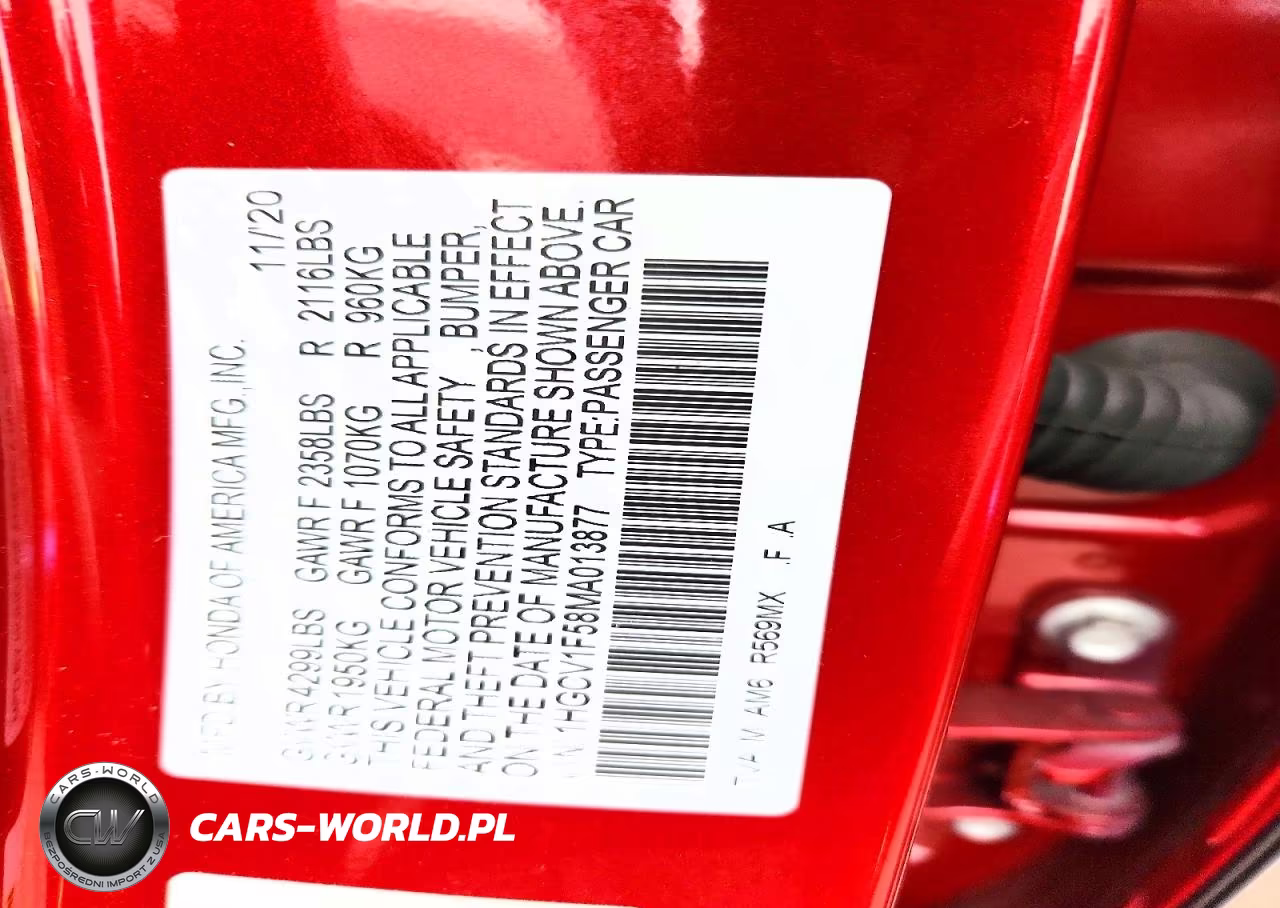 2021 Honda Accord Exl VIN:1HGCV1F58MA013877 - 12