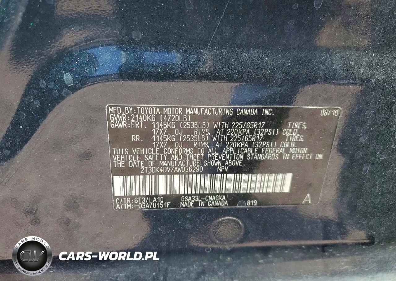 2010 Toyota Rav4 Limited VIN:2T3DK4DV7AW036290 - 13