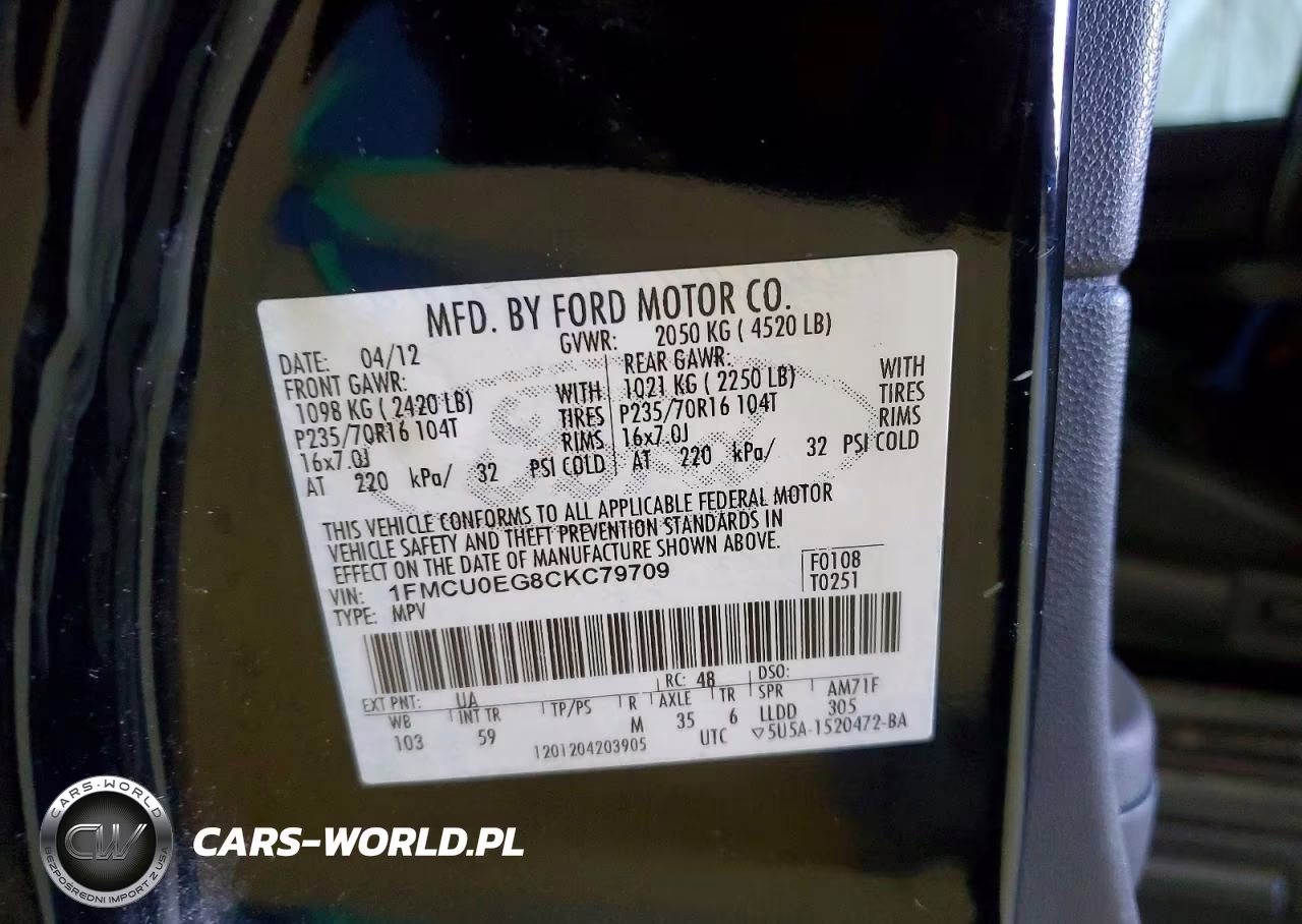 2012 Ford Escape Limited VIN:1FMCU0EG8CKC79709 - 12