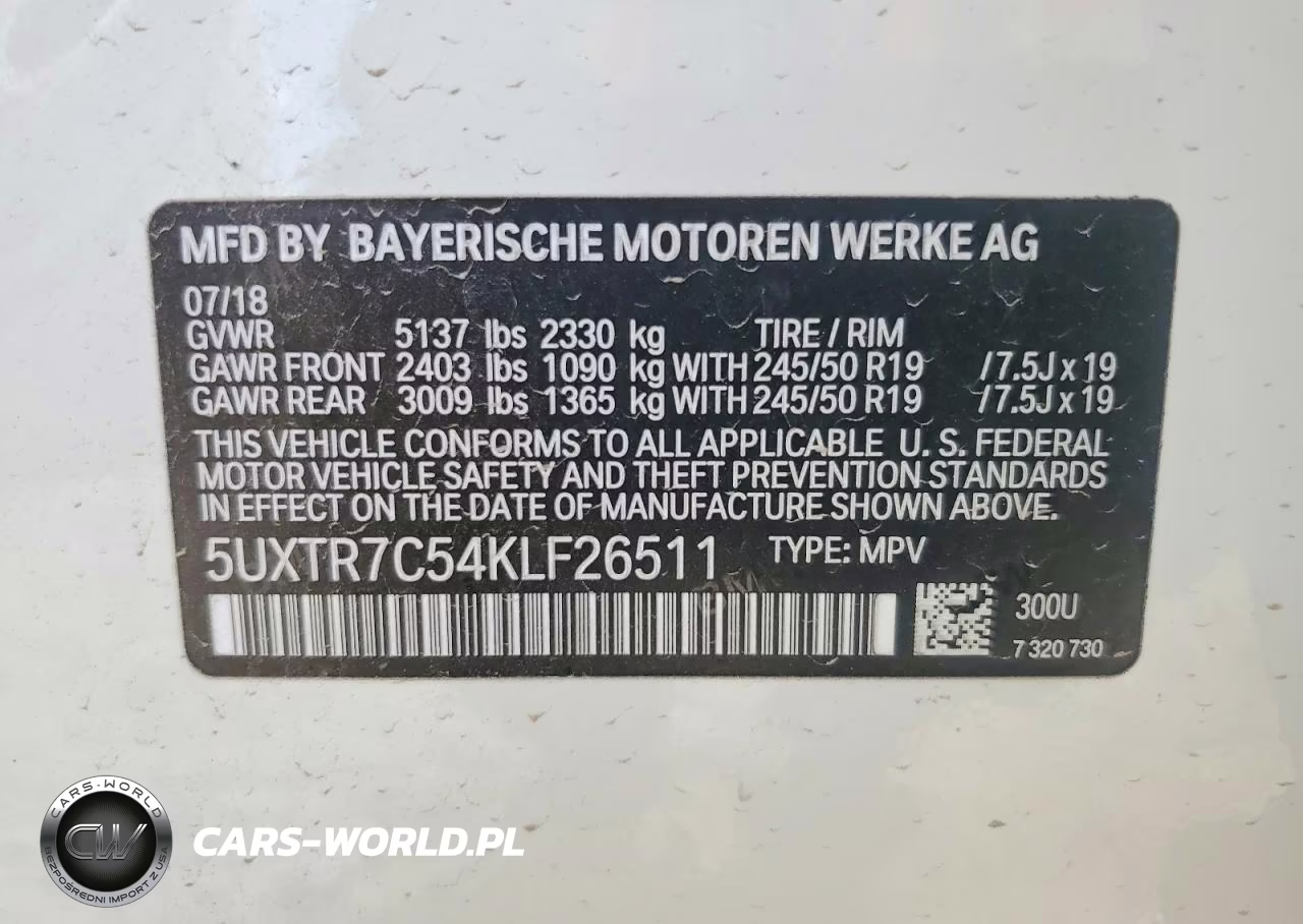 2019 BMW X3 Sdrive30I VIN:5UXTR7C54KLF26511 - 12