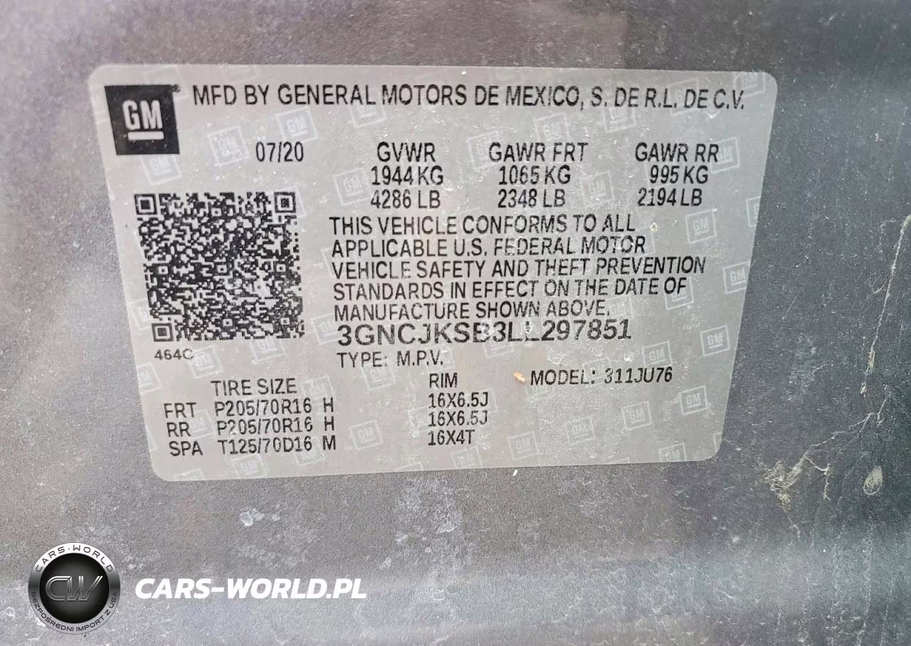 2020 Chevrolet Trax Ls VIN:3GNCJKSB3LL297851 - 12