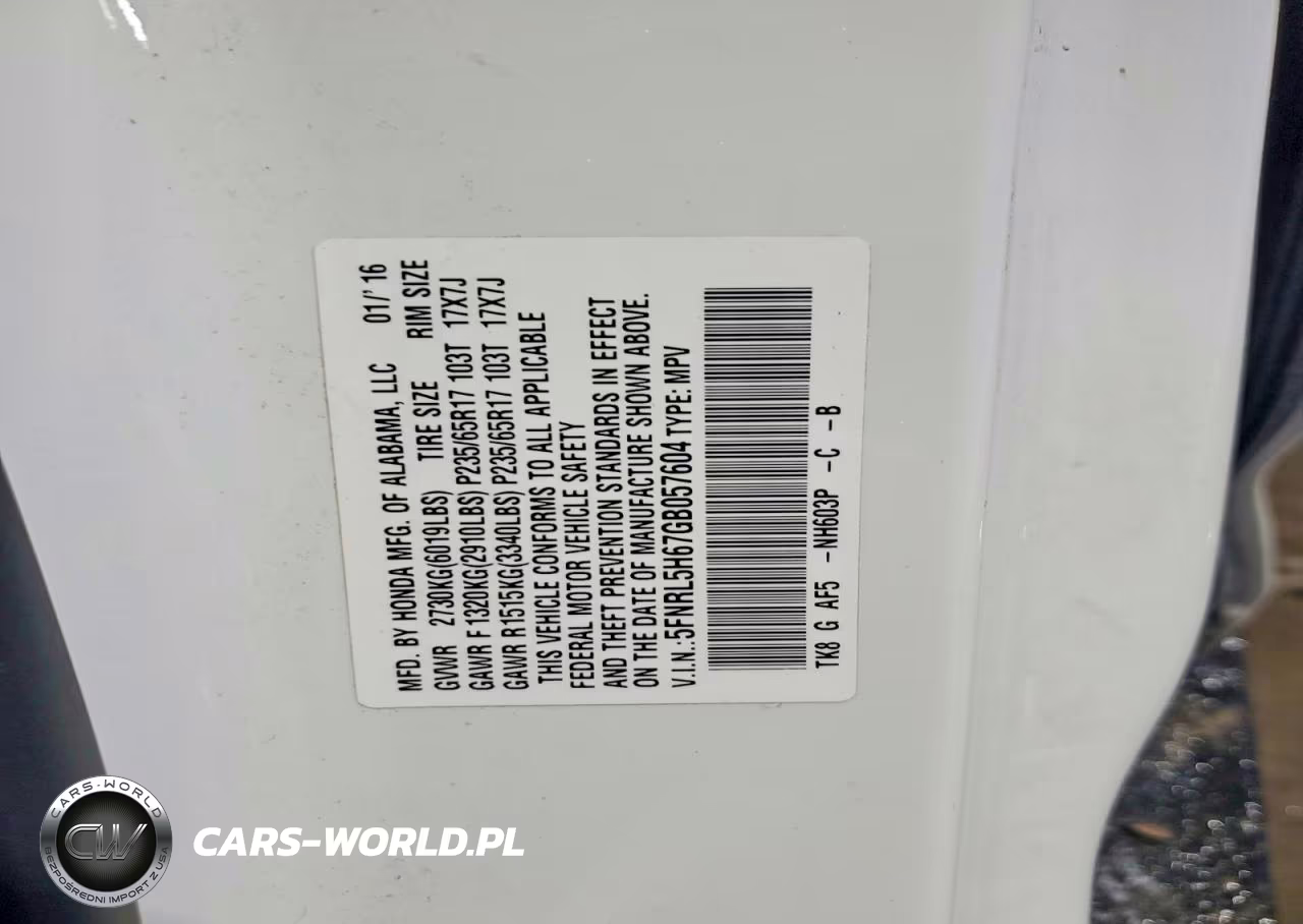 2016 Honda Odyssey Exl VIN:5FNRL5H67GB057604 - 13