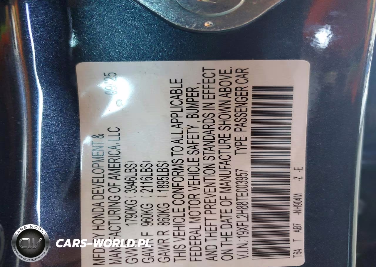 2026 Honda Civic Sport VIN:19XFL2H88TE003957 - 13
