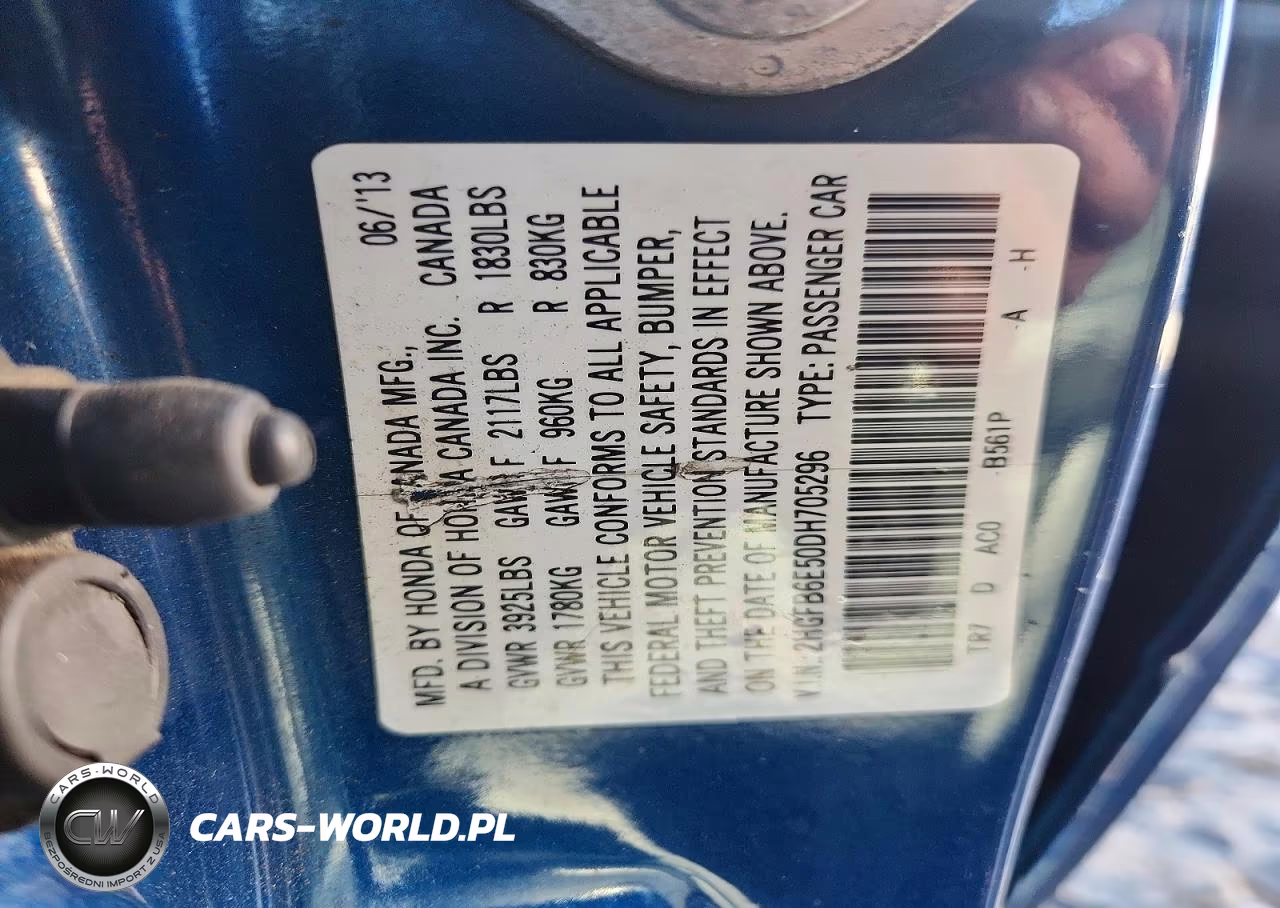 2013 Honda Civic Si VIN:2HGFB6E50DH705296 - 13