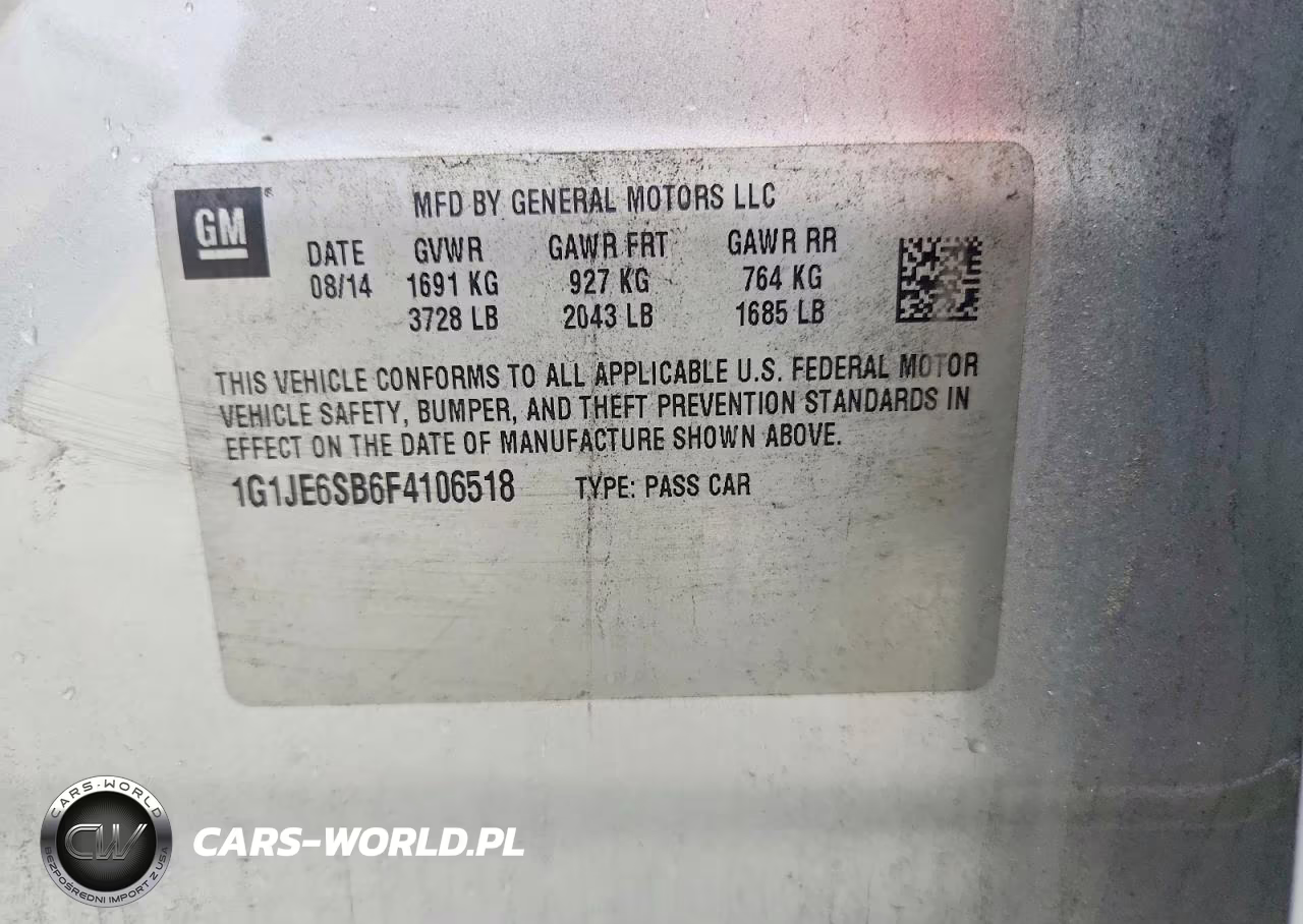 2015 Chevrolet Sonic Ltz VIN:1G1JE6SB6F4106518 - 12