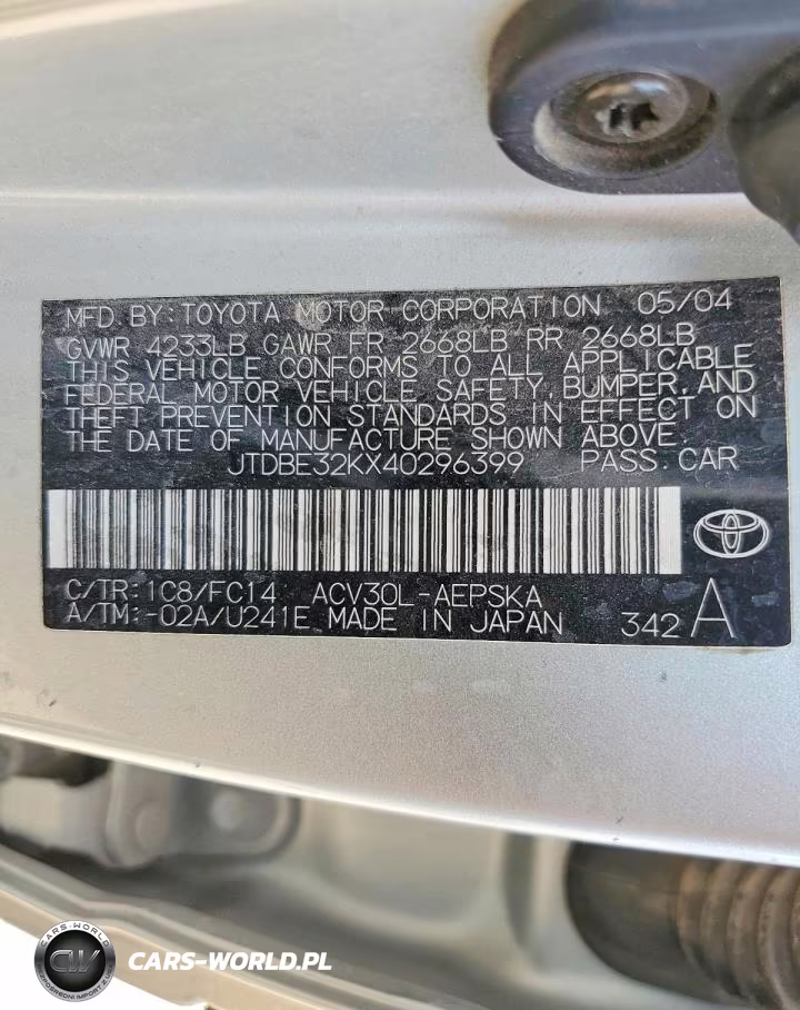 2004 Toyota Camry Se VIN:JTDBE32KX40296399 - 12