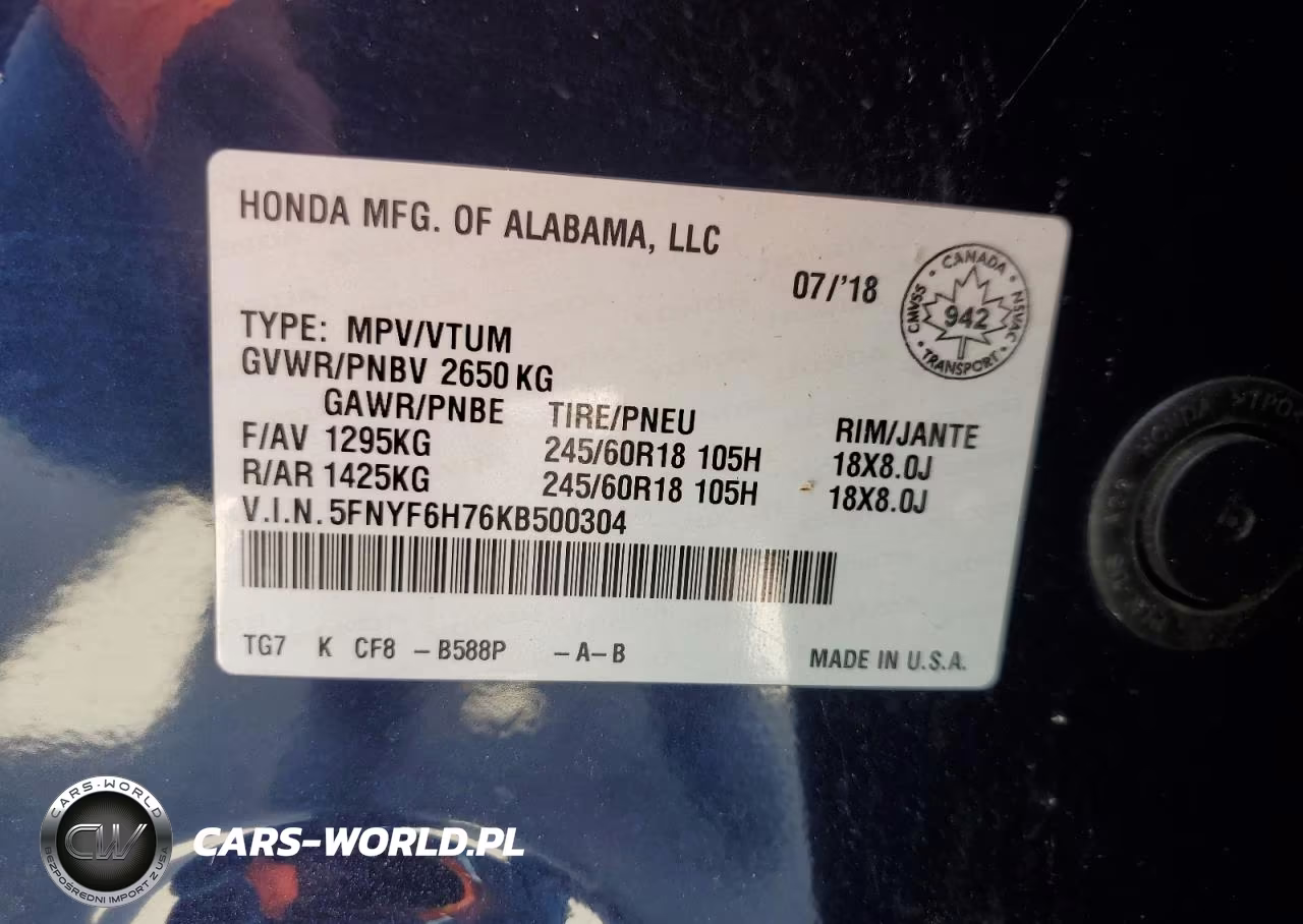 2019 Honda Pilot Exl VIN:5FNYF6H76KB500304 - 13