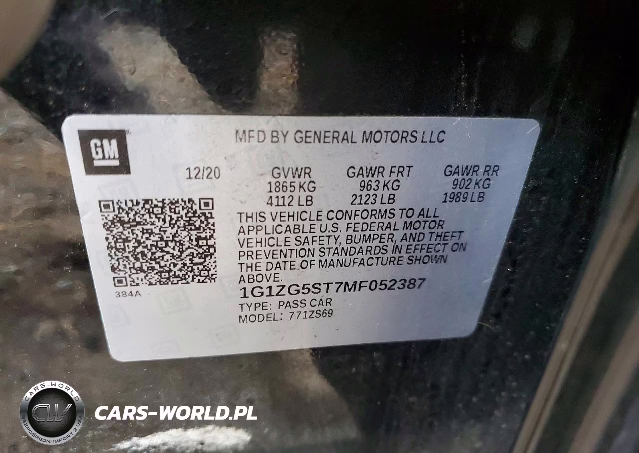 2021 Chevrolet Malibu Rs VIN:1G1ZG5ST7MF052387 - 12