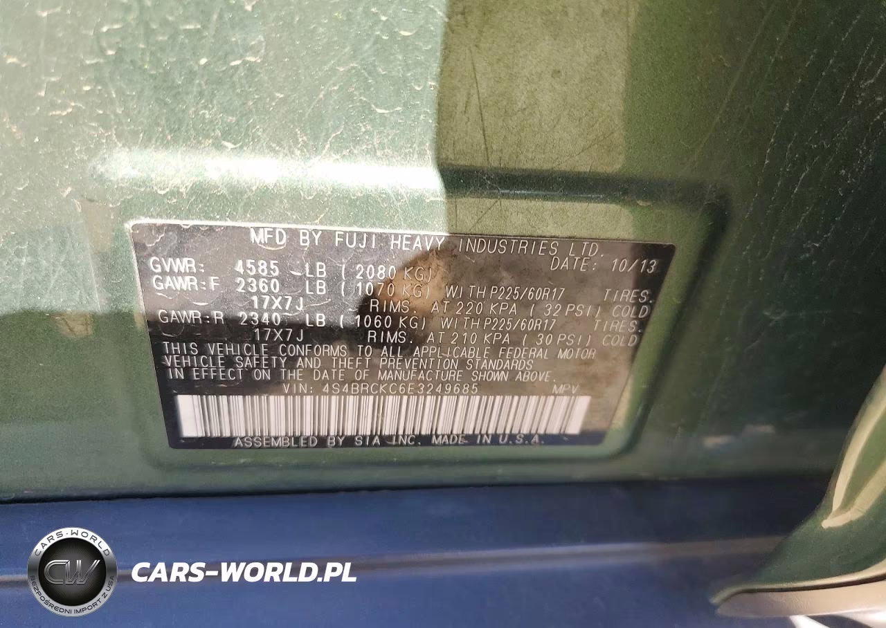 2014 Subaru Outback 2.5I Limited VIN:4S4BRCKC6E3249685 - 12