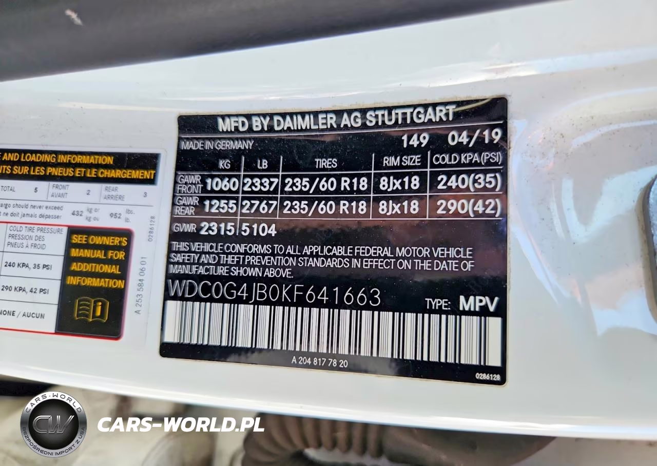 2019 Mercedes-Benz Glc 300 VIN:WDC0G4JB0KF641663 - 12