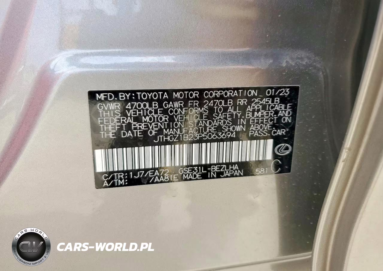 2023 Lexus Is 350 F Sport VIN:JTHGZ1B23P5063694 - 12