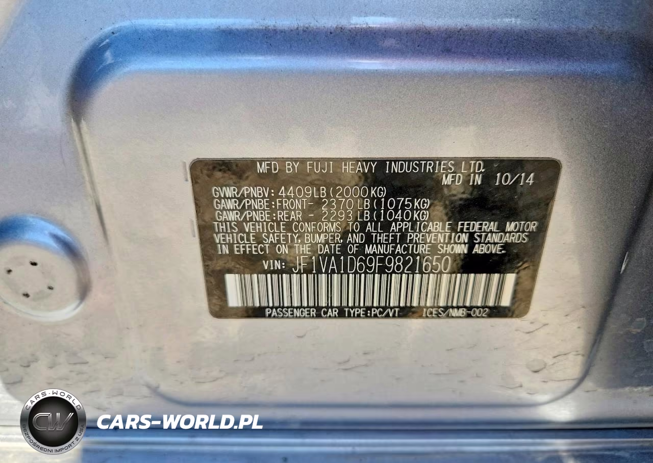 2015 Subaru Wrx Premium VIN:JF1VA1D69F9821650 - 12