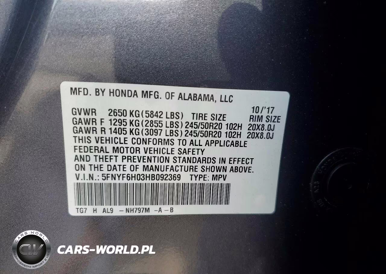 2017 Honda Pilot Elite VIN:5FNYF6H03HB092369 - 13