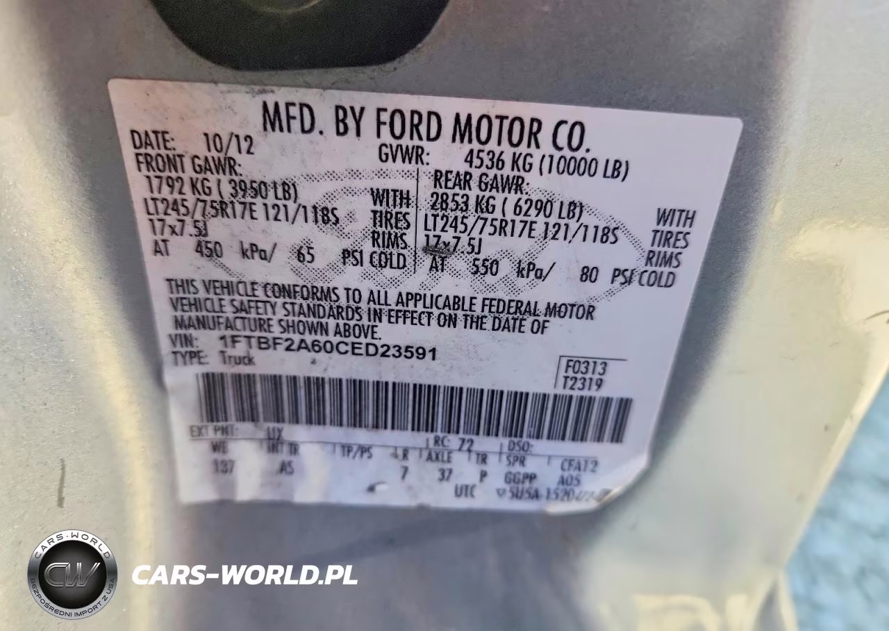 2012 Ford F250 Super Duty VIN:1FTBF2A60CED23591 - 14