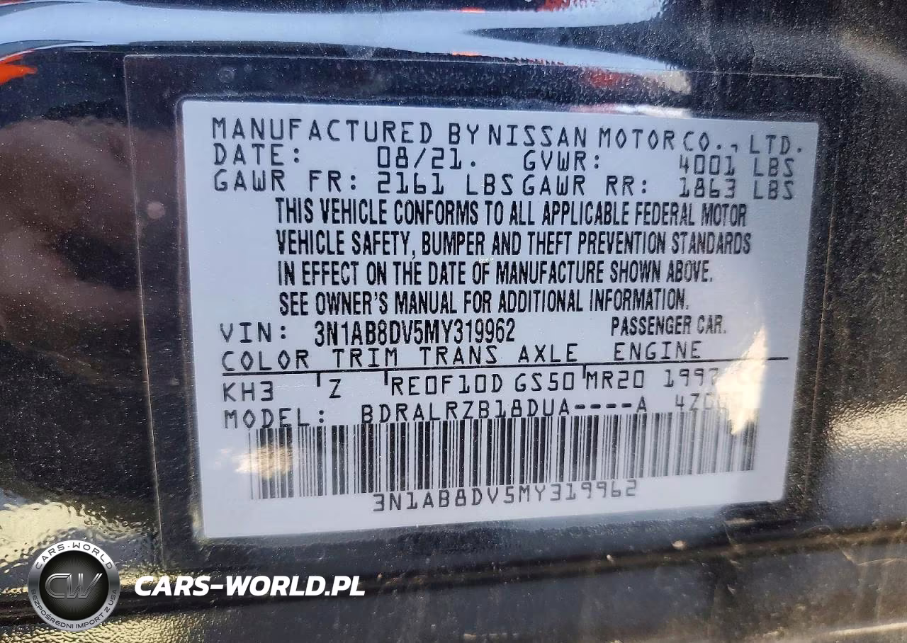 2021 Nissan Sentra Sr VIN:3N1AB8DV5MY319962 - 12