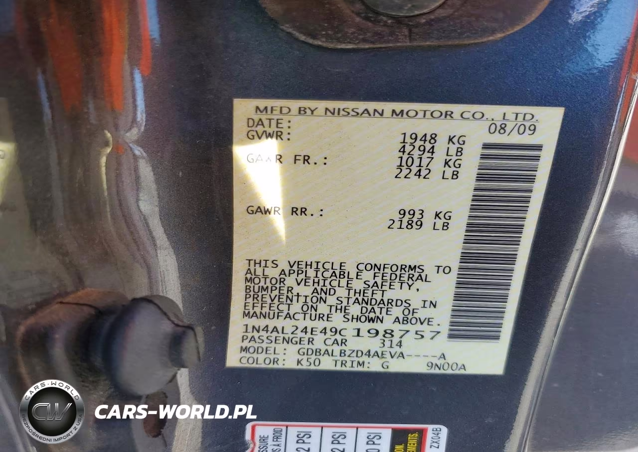 2009 Nissan Altima 2.5 S VIN:1N4AL24E49C198757 - 13