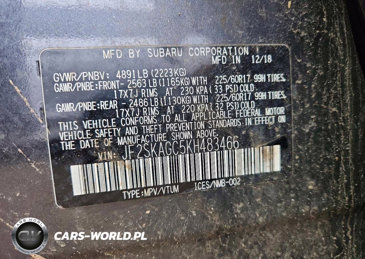 2019 Subaru Forester Premium VIN:JF2SKAGC5KH483466 - 12