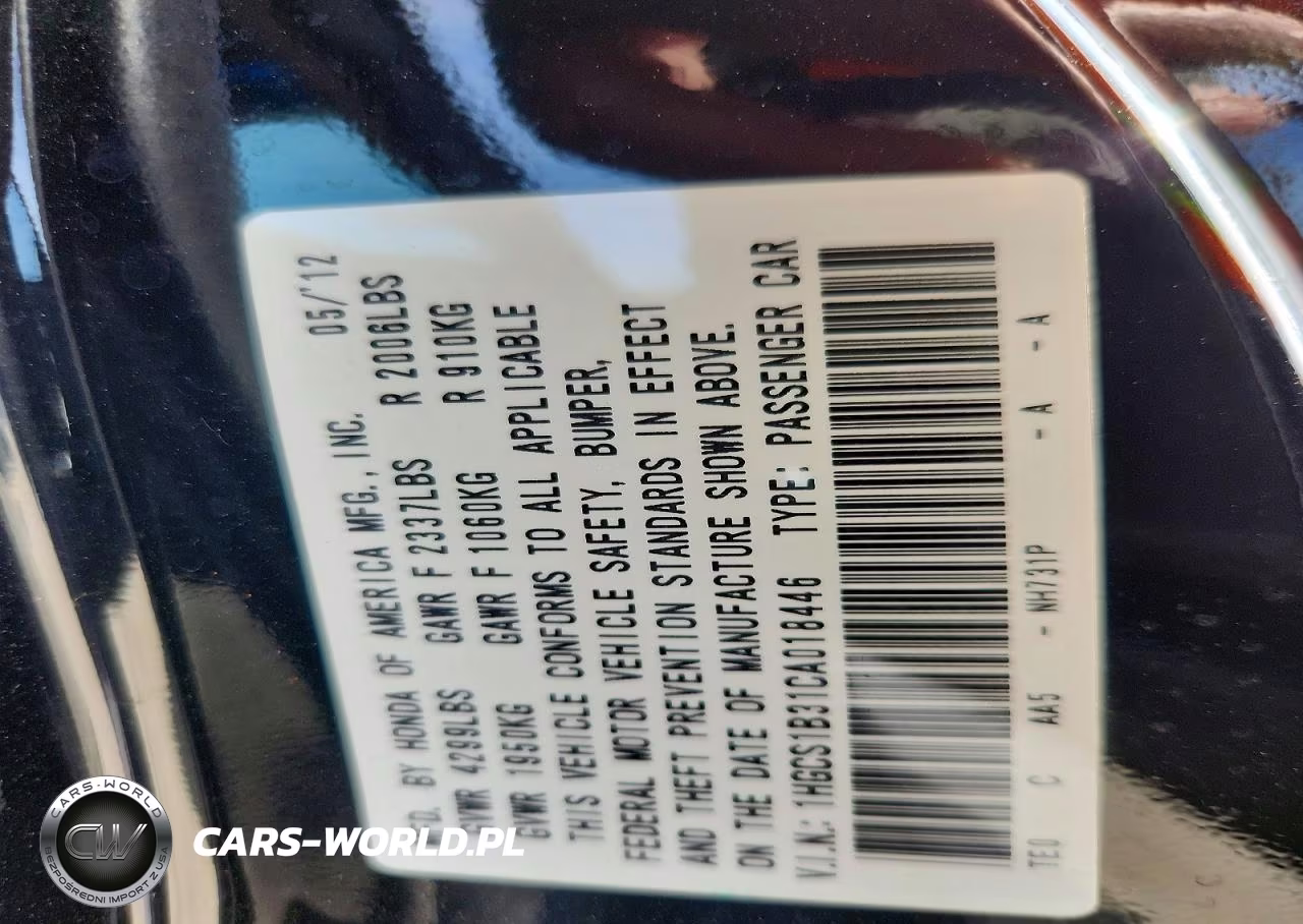 2012 Honda Accord Lx VIN:1HGCS1B31CA018446 - 13
