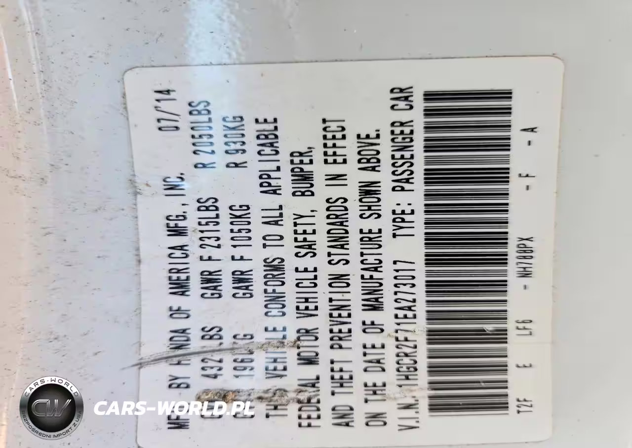 2014 Honda Accord Ex VIN:1HGCR2F71EA273017 - 12