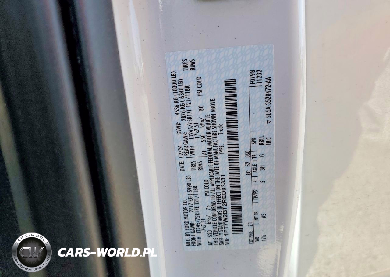 2024 Ford F250 Super Duty VIN:1FT7W2BT2RED03331 - 13