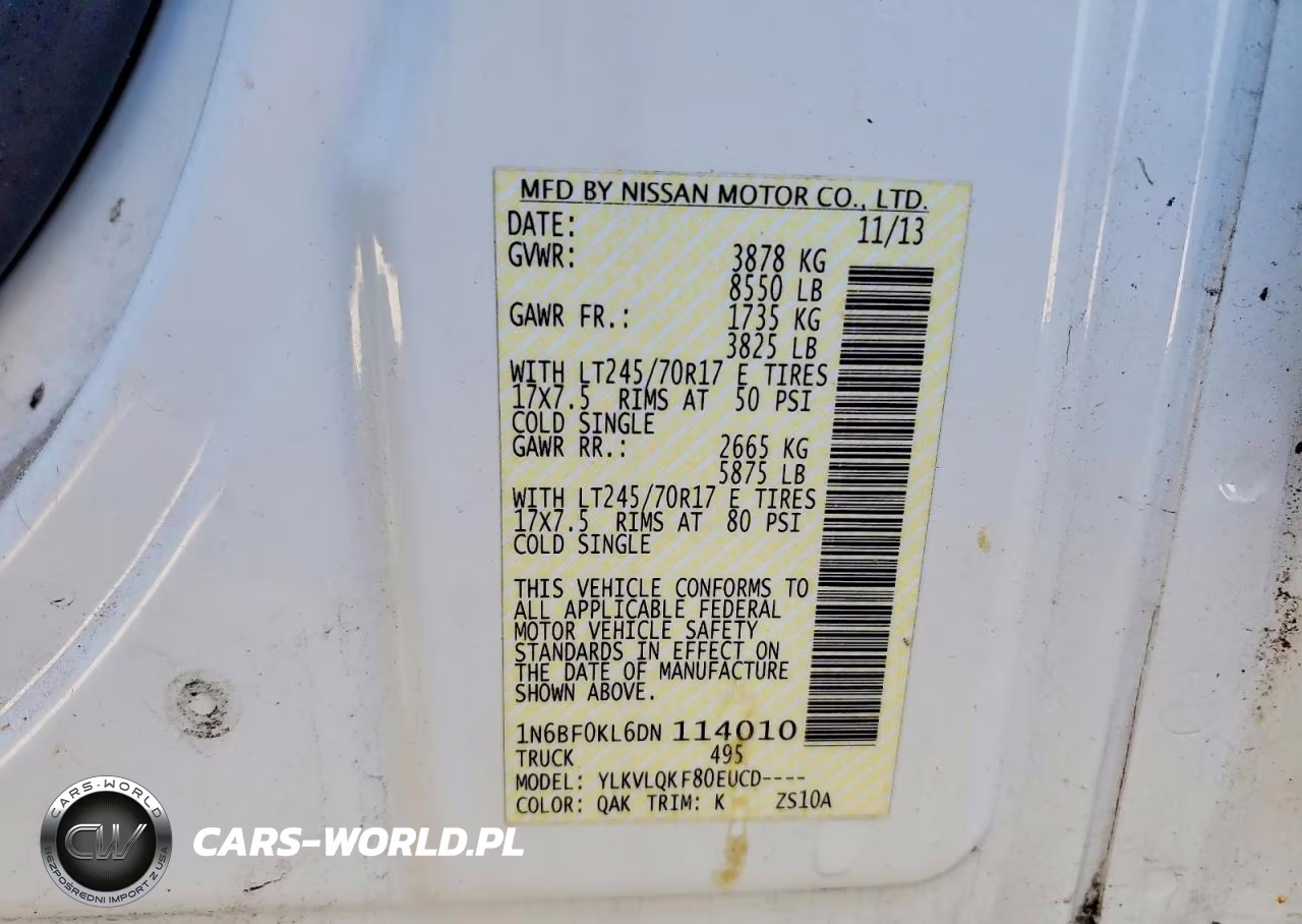 2013 Nissan Nv 1500 Utility - Service Van VIN:1N6BF0KL6DN114010 - 13