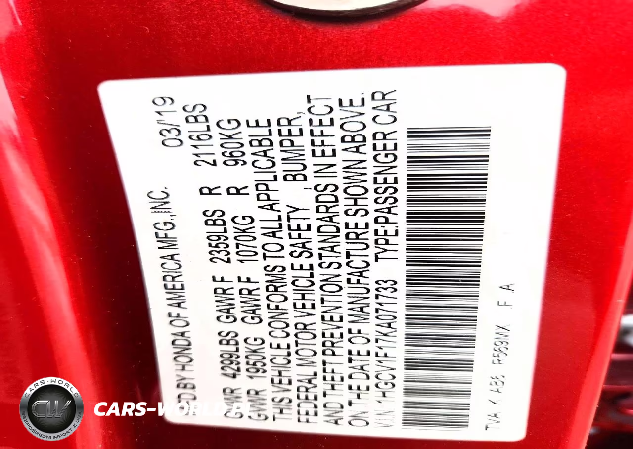 2019 Honda Accord Lx VIN:1HGCV1F17KA071733 - 12