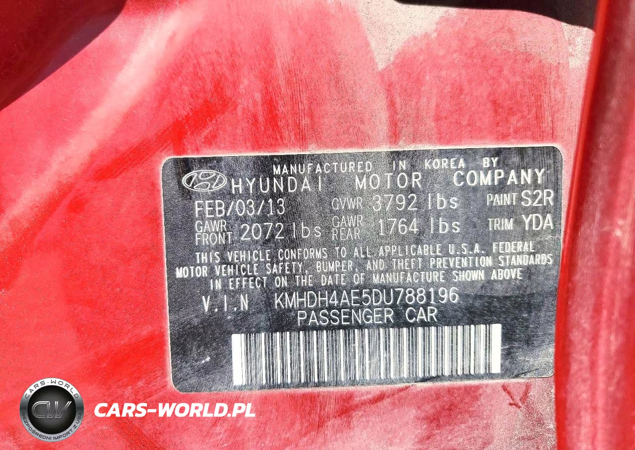 2013 Hyundai Elantra Gls VIN:KMHDH4AE5DU788196 - 12