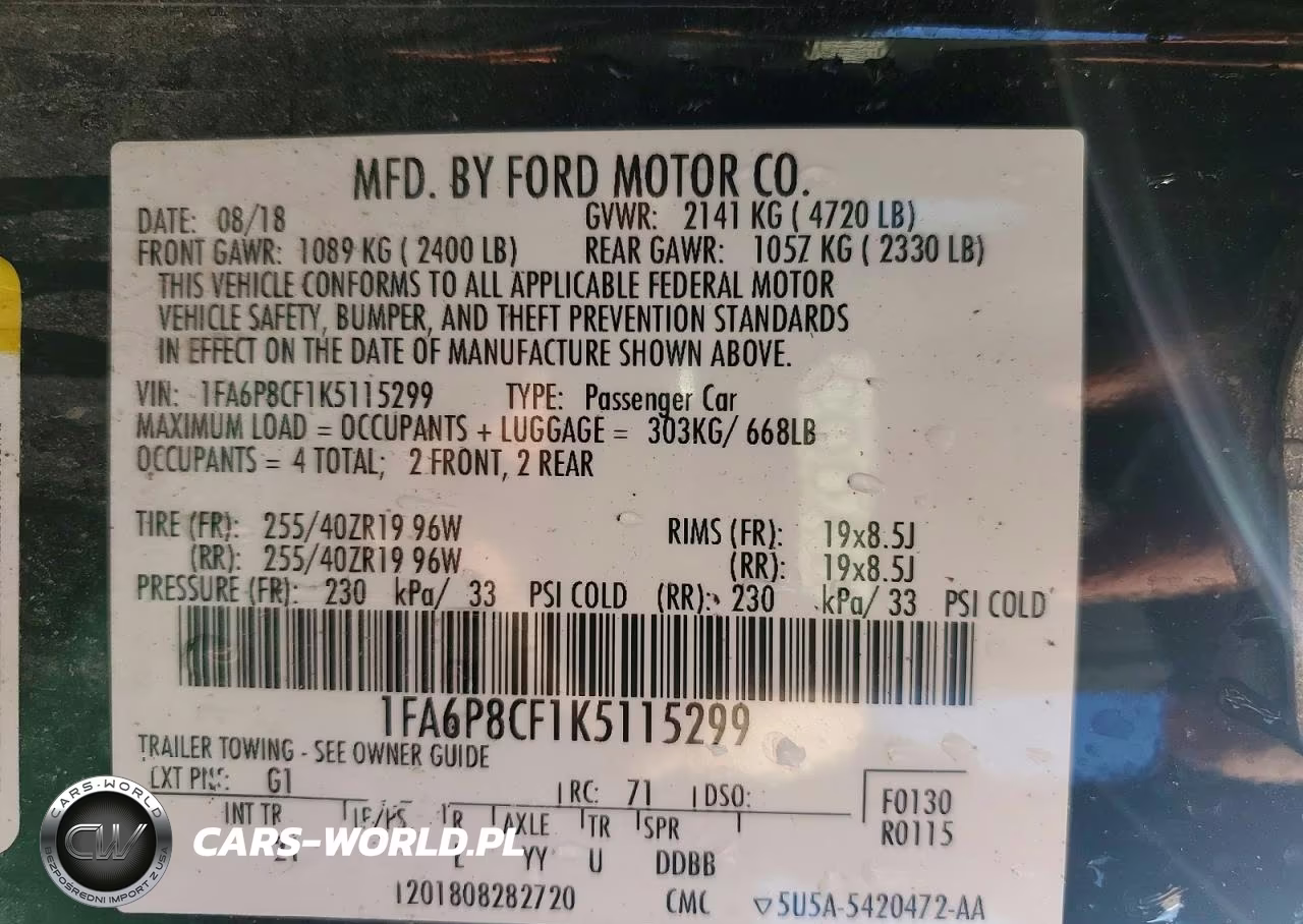 2019 Ford Mustang Gt VIN:1FA6P8CF1K5115299 - 13