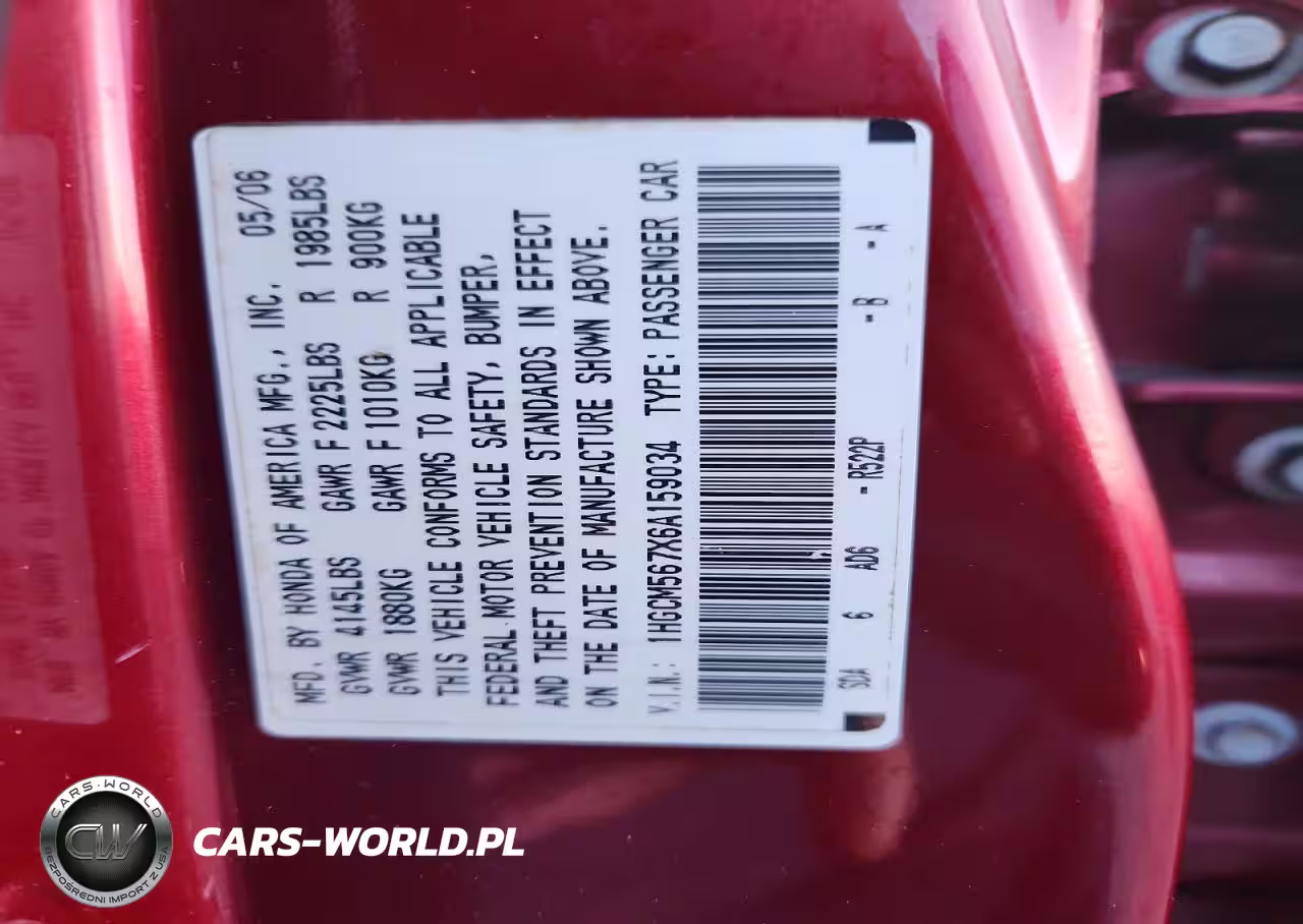 2006 Honda Accord Ex VIN:1HGCM567X6A159034 - 12