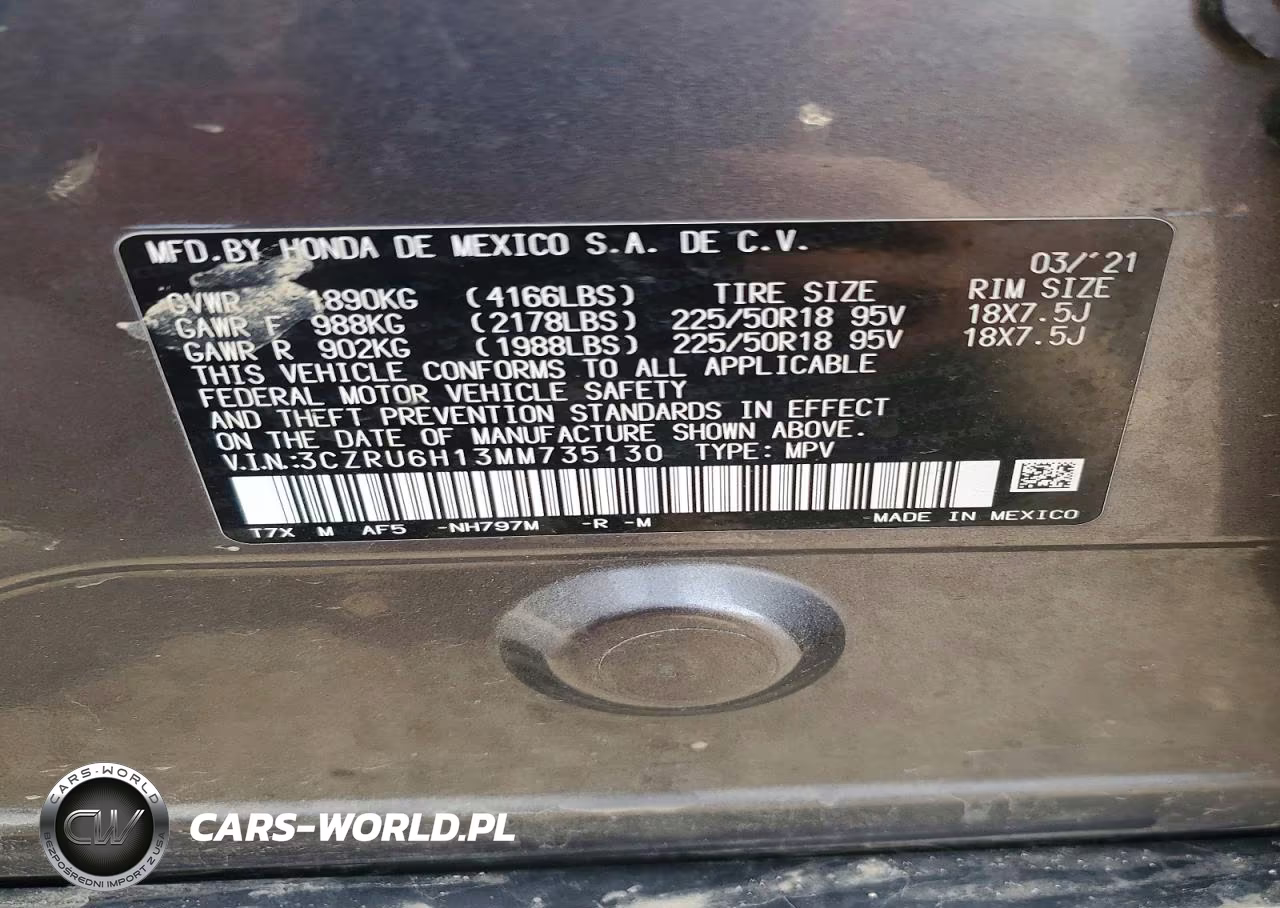 2021 Honda Hr-V Sport VIN:3CZRU6H13MM735130 - 14