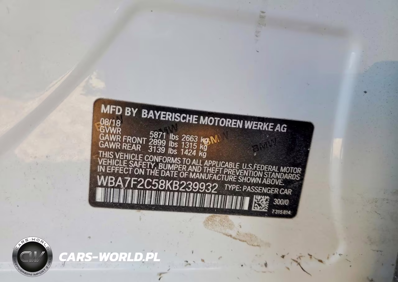 2019 BMW 750 Xi VIN:WBA7F2C58KB239932 - 12