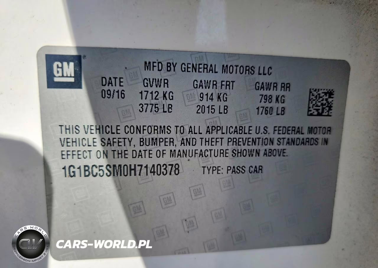 2017 Chevrolet Cruze Ls VIN:1G1BC5SM0H7140378 - 12