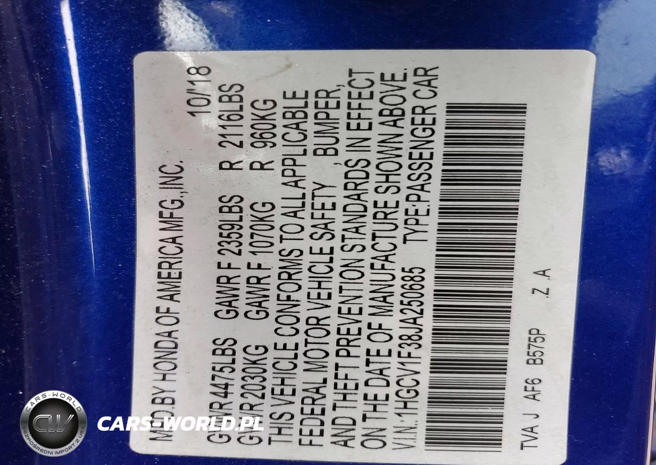 2018 Honda Accord Sport VIN:1HGCV1F38JA250685 - 12
