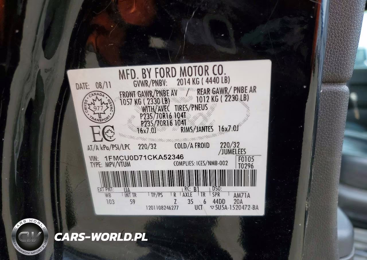 2012 Ford Escape VIN:1FMCU0D71CKA52346 - 13