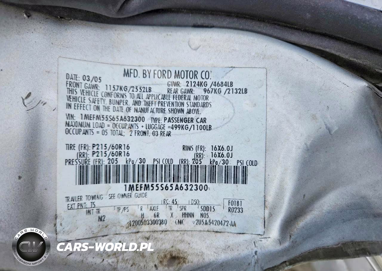 2005 Mercury Sable Ls Premium VIN:1MEFM55S65A632300 - 12