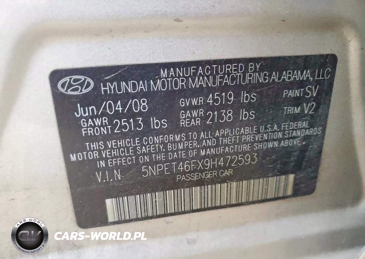 2009 Hyundai Sonata Gls V6 VIN:5NPET46FX9H472593 - 12