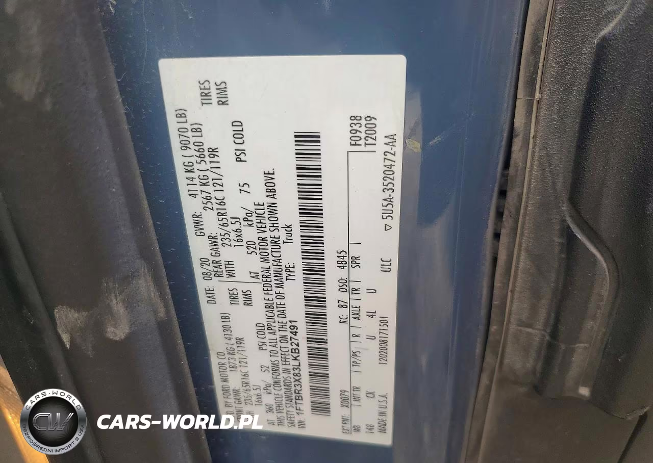 2020 Ford Transit T-250 VIN:1FTBR3X83LKB27491 - 13