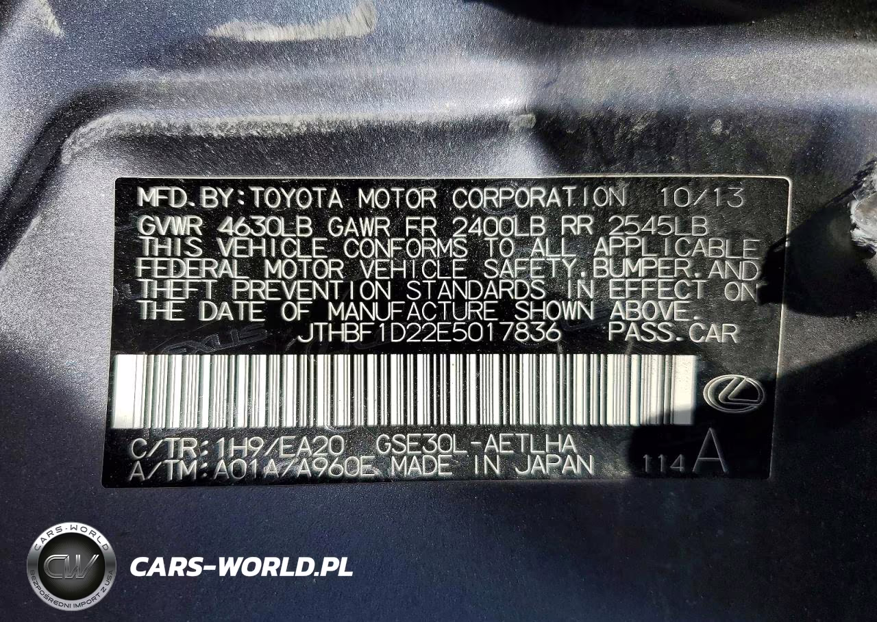 2014 Lexus Is 250 Base VIN:JTHBF1D22E5017836 - 12