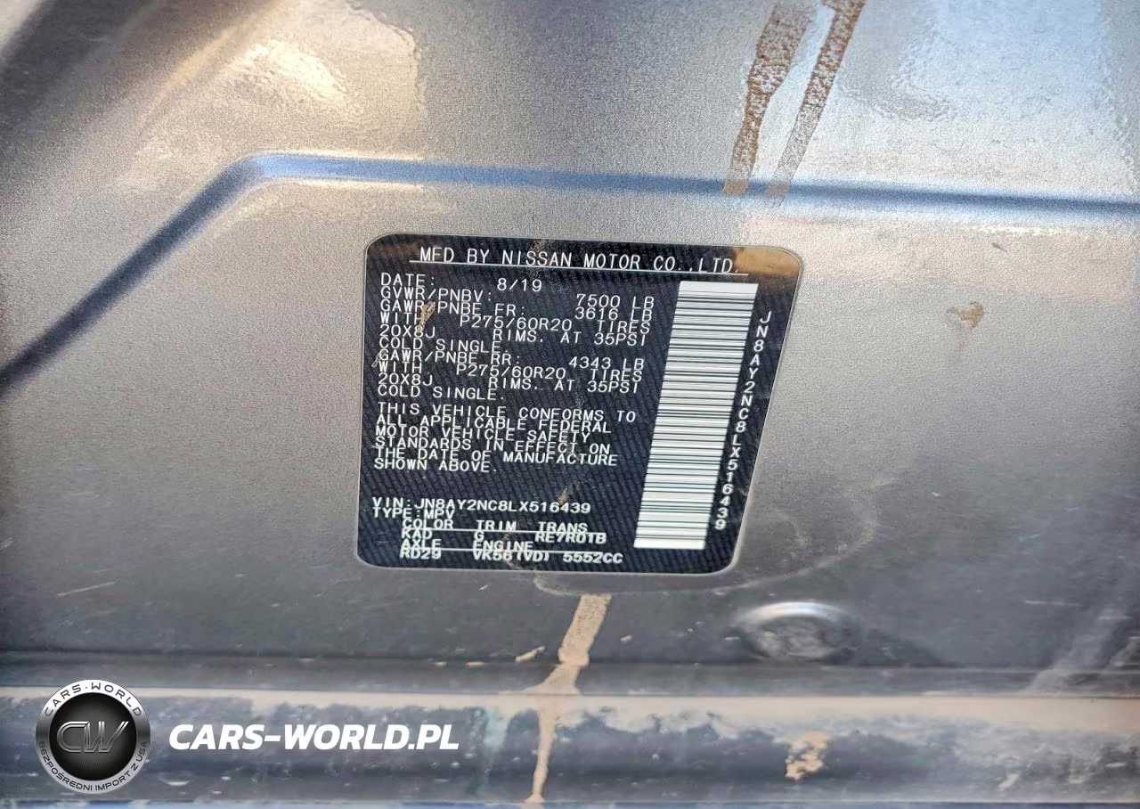 2020 Nissan Armada Sl VIN:JN8AY2NC8LX516439 - 12